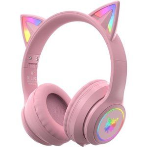 Cat Ear Bluetooth Headphones with Micphone for Kids &Adults,LED LightUp Wireless